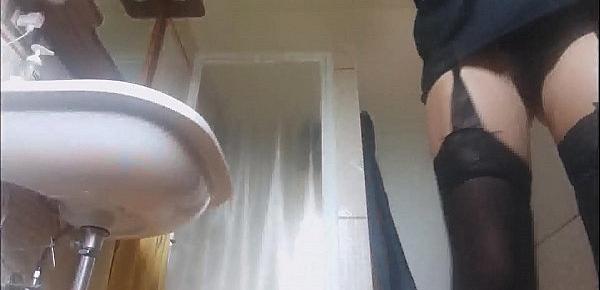  Incredible! spy on me while undressing to get a nice hot shower, not before I soaped and massaged for a long time the big tits
